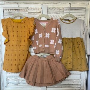 Zara +  Boboli | Girls' Mustard and Pink Clothing Bundle